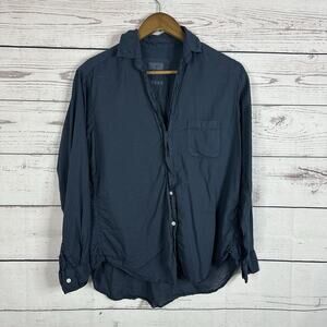 Grayson Shirt Womens XS Blue 1 Button Poplin Light Weight Office Casual Preppy